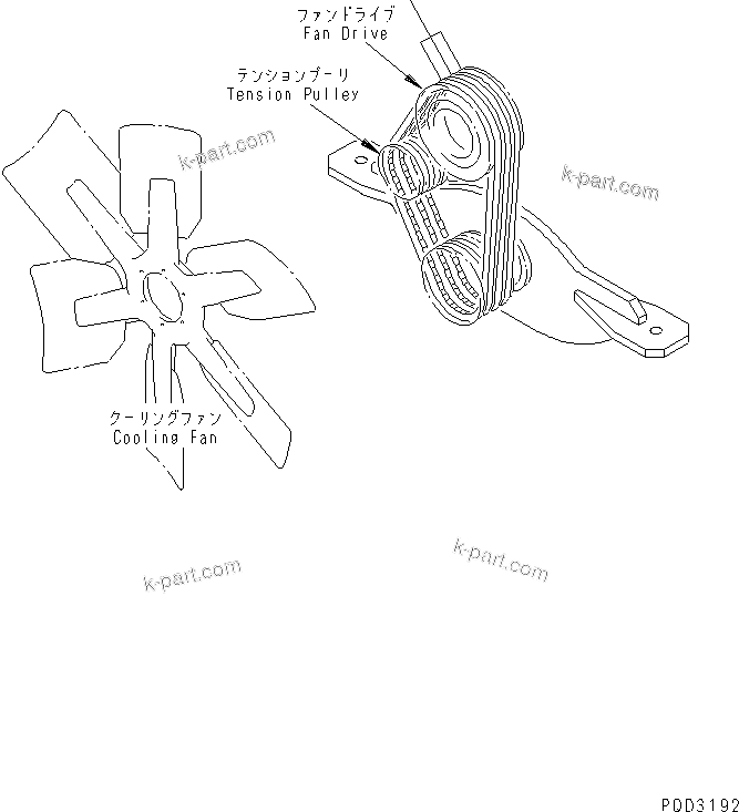 Komatsu parts book diagram for SA6D170E-2C S/N 17353-UP: FAN BELT(#18669-)