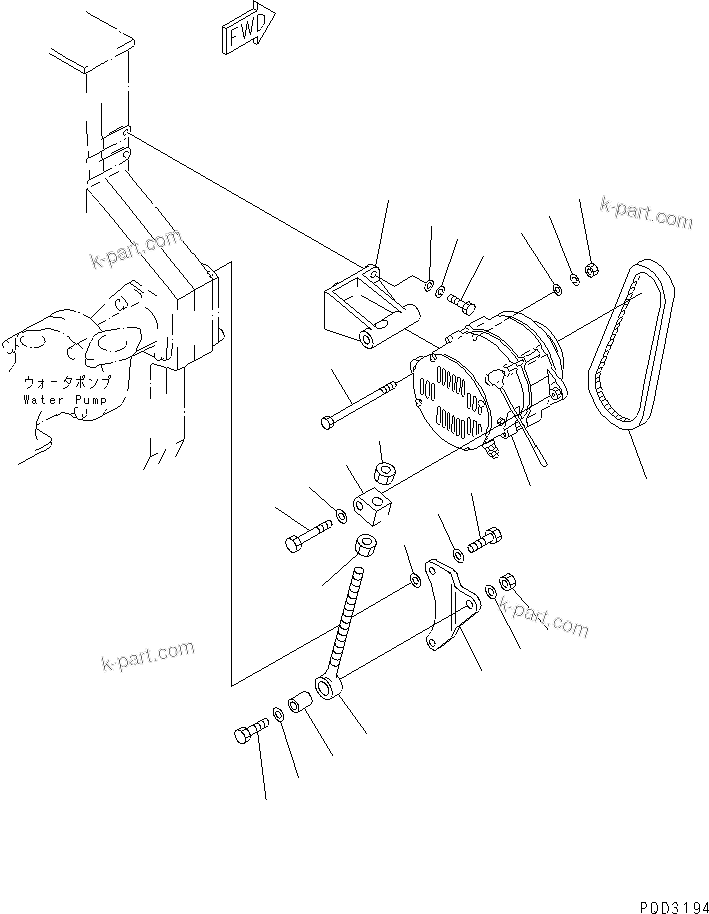 Komatsu parts book diagram for SA6D170E-2C S/N 17353-UP: ALTERNATOR MOUNTING (50A)(#18669-)