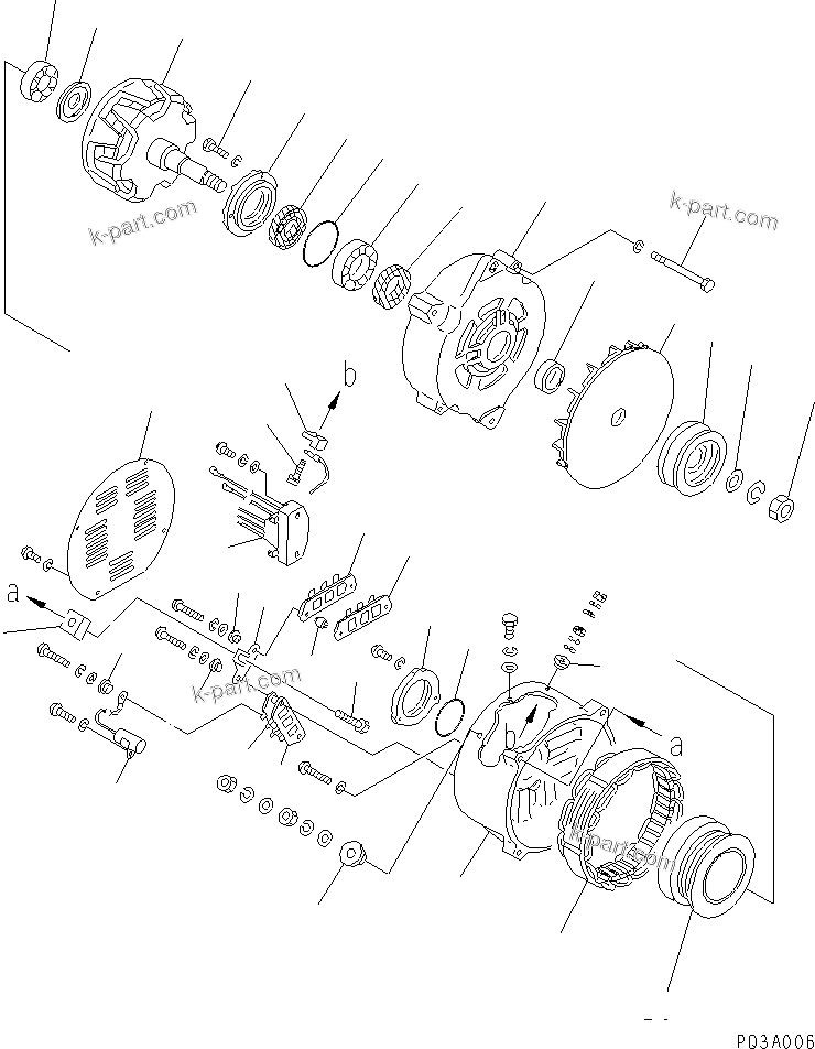 Komatsu parts book diagram for SA6D170E-2C S/N 17353-UP: ALTERNATOR (50A) (INNER PARTS)(#18669-)