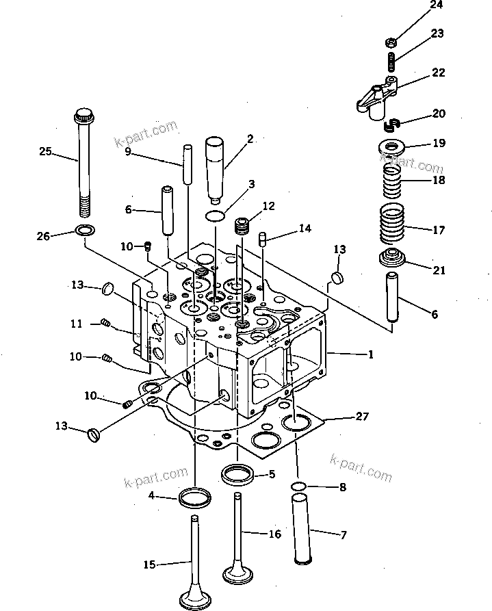 Komatsu parts book diagram for SA6D170-B-1E S/N 11452-UP: CYLINDER HEAD