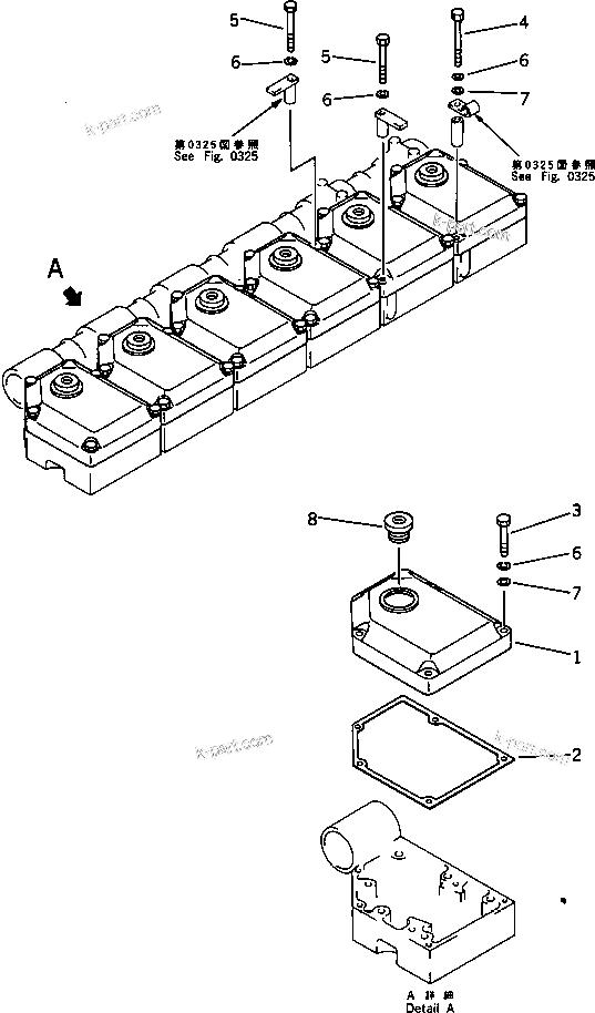 Komatsu parts book diagram for SA6D170-B-1E S/N 11452-UP: ROCKER ARM HOUSING COVER