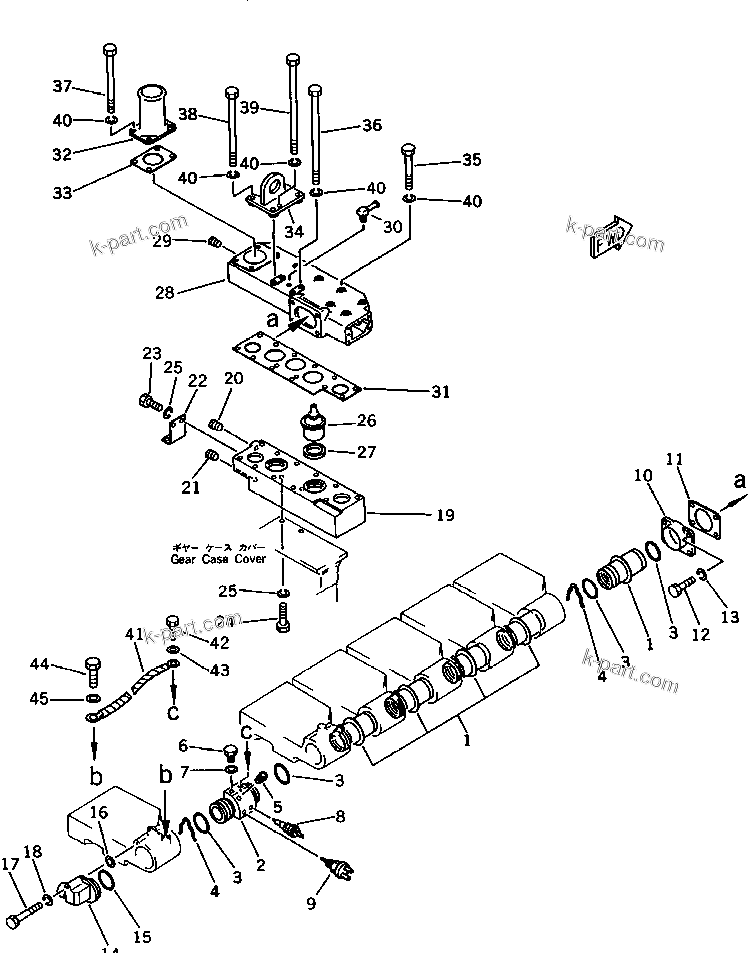 Komatsu parts book diagram for SA6D170-B-1E S/N 11452-UP: WATER MANIFOLD AND THERMOSTAT