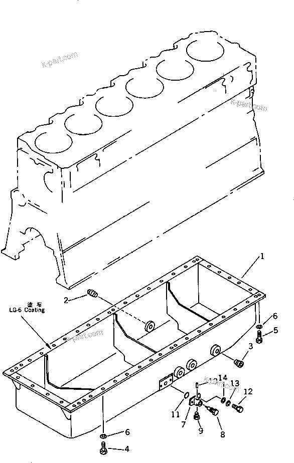 Komatsu parts book diagram for SA6D170-B-1E S/N 11452-UP: OIL PAN