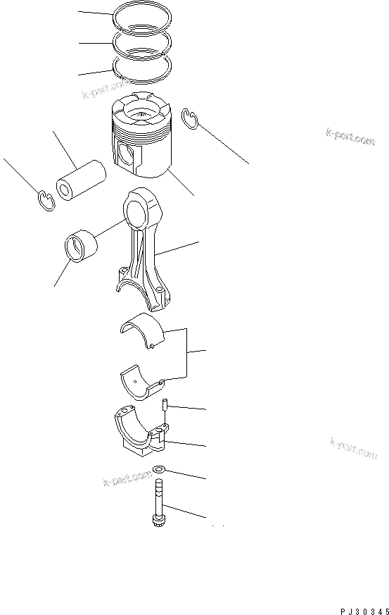 Komatsu parts book diagram for SA6D170-B-1E S/N 11452-UP: PISTON AND CONNECTING ROD