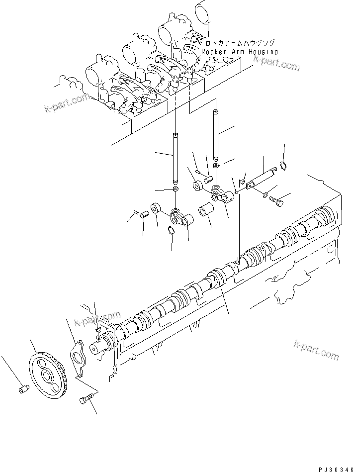 Komatsu parts book diagram for SA6D170-B-1E S/N 11452-UP: CAMSHAFT AND CAM FOLLOWER