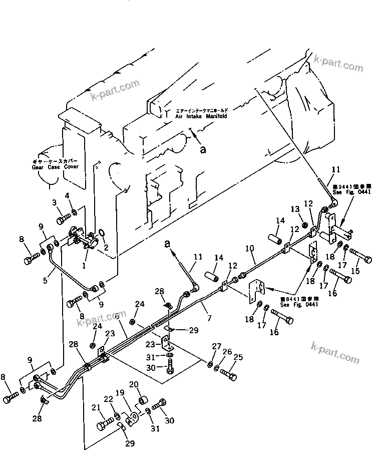 Komatsu parts book diagram for SA6D170-B-1E S/N 11452-UP: MECHANICAL PUMP AND PIPING