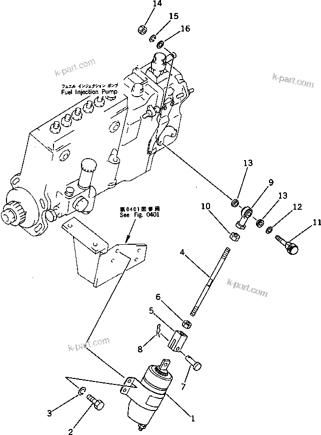 Komatsu parts book diagram for SA6D170-B-1E S/N 11452-UP: SOLENOID AND MOUNTING