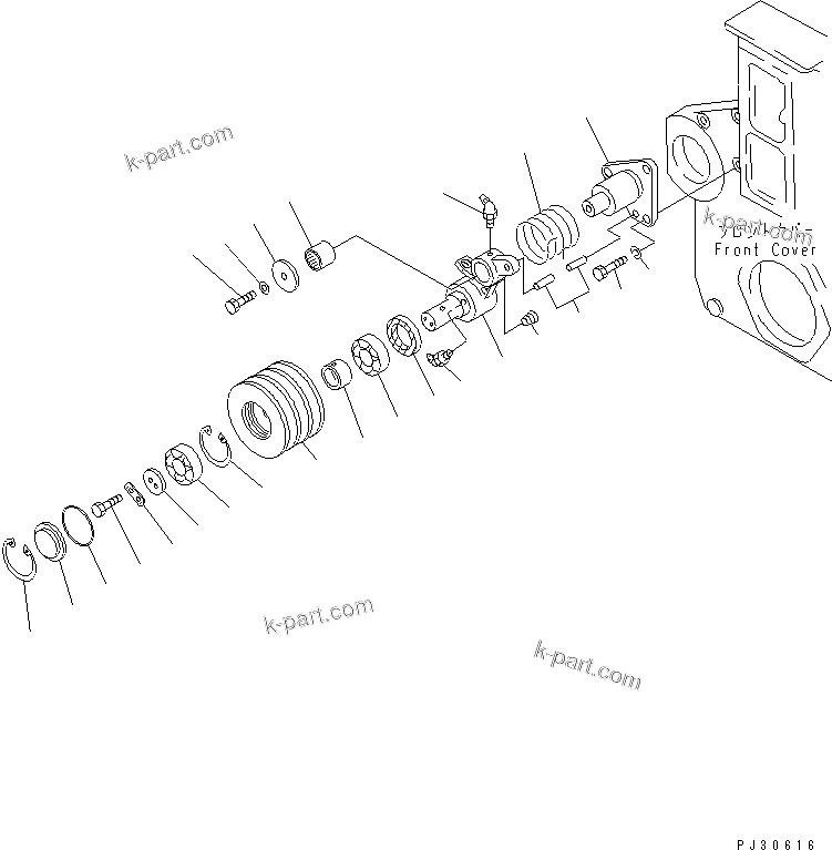 Komatsu parts book diagram for SA6D170-B-1E S/N 11452-UP: TENSION PULLEY