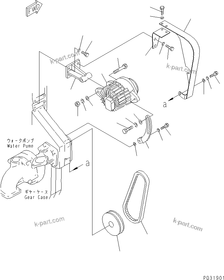 Komatsu parts book diagram for SA6D170-B-1E S/N 11452-UP: ALTERNATOR AND MOUNTING