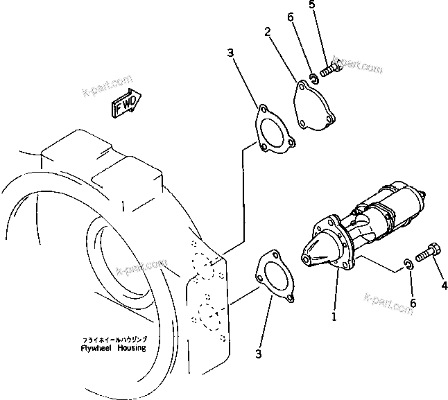 Komatsu parts book diagram for SA6D170-B-1E S/N 11452-UP: STRATING MOTOR AND MOUNTING