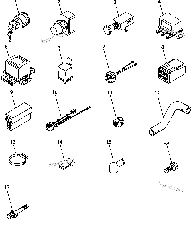 Komatsu parts book diagram for SA6D170-B-1E S/N 11452-UP: SWITCH AND RELAY