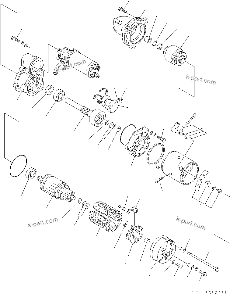 Komatsu parts book diagram for SA6D170-B-1E S/N 11452-UP: STARTING MOTOR (7.5KW) (1/2)(#11452-11769)