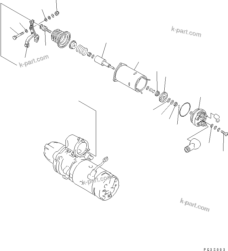 Komatsu parts book diagram for SA6D170-B-1E S/N 11452-UP: STARTING MOTOR (7.5KW) (2/2)(#11452-11769)