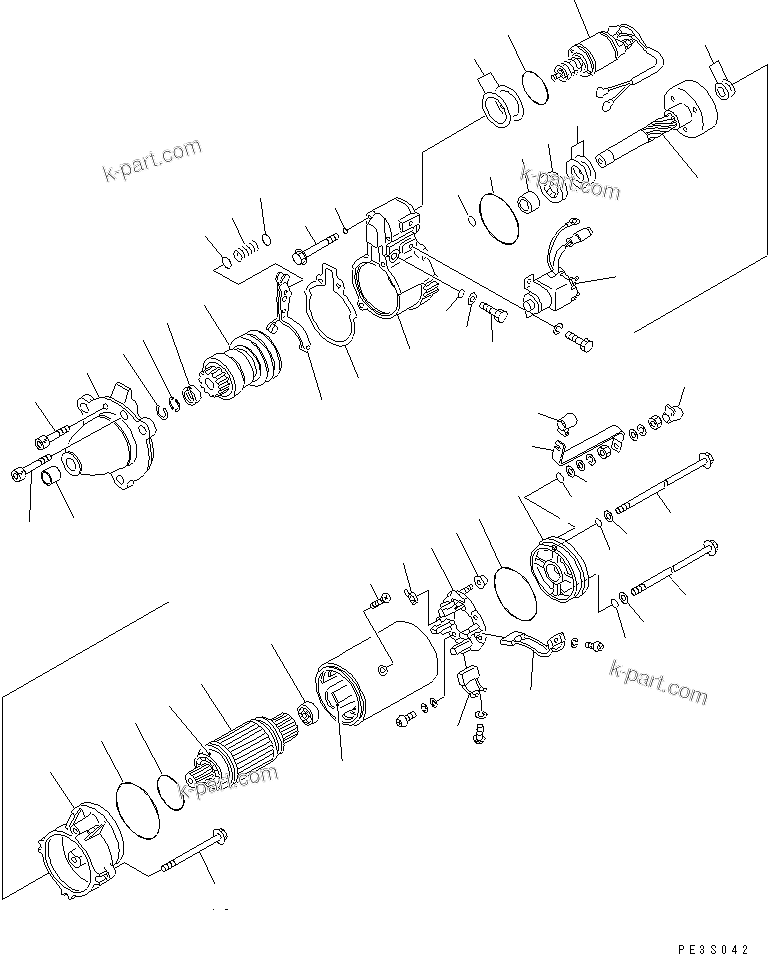 Komatsu parts book diagram for SA6D170-B-1E S/N 11452-UP: STARTING MOTOR (11KW)(#11770-)