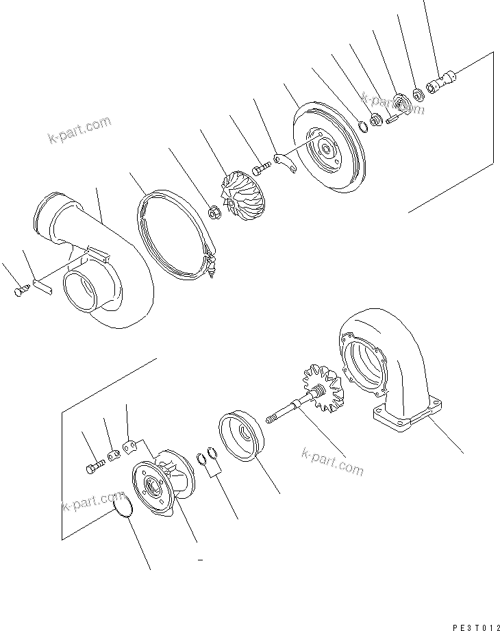 Komatsu parts book diagram for SA6D170-B-1F S/N 11763-UP: TURBOCHARGER (INNER PARTS)(#11763-14990)