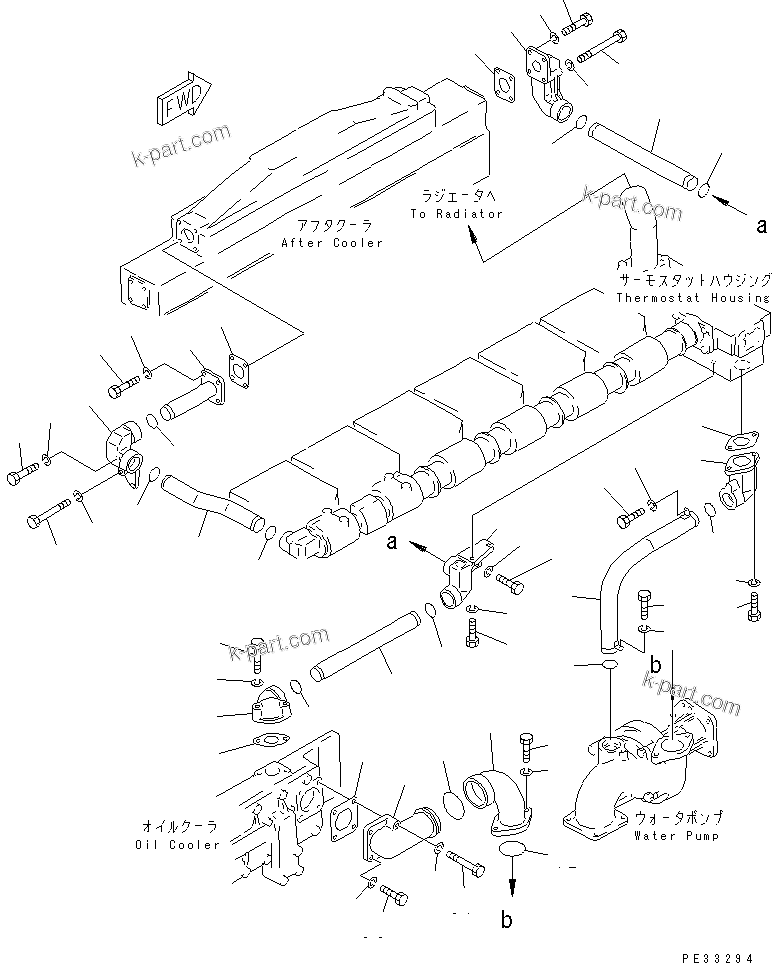 Komatsu parts book diagram for SA6D170-B-1F S/N 11763-UP: WATER PIPING(#11763-12339)
