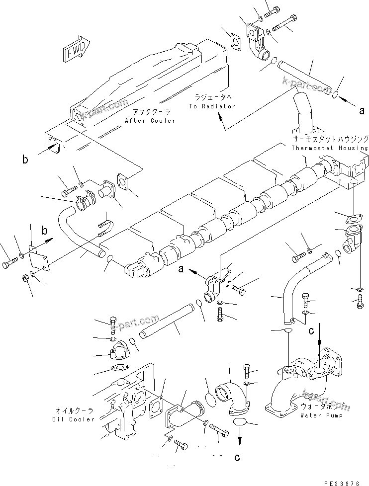 Komatsu parts book diagram for SA6D170-B-1F S/N 11763-UP: WATER PIPING(#12340-)