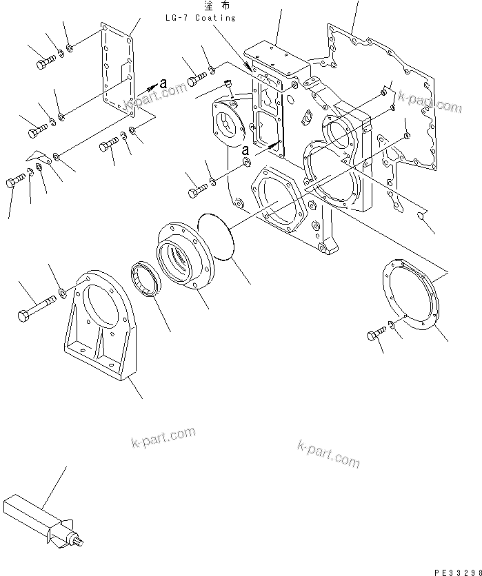 Komatsu parts book diagram for SA6D170-B-1F S/N 11763-UP: FRONT COVER AND FRONT SUPPORT