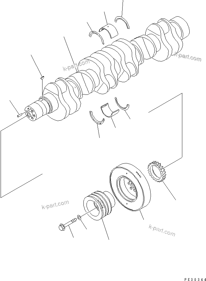 Komatsu parts book diagram for SA6D170-B-1F S/N 11763-UP: CRANKSHAFT