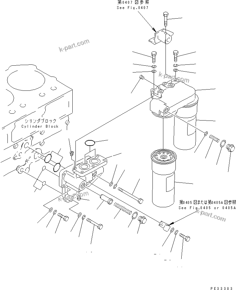 Komatsu parts book diagram for SA6D170-B-1F S/N 11763-UP: LUBRICATING OIL FILTER AND MOUNTING