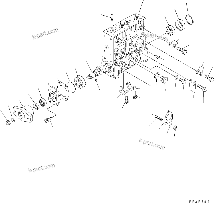 Komatsu parts book diagram for SA6D170-B-1F S/N 11763-UP: FUEL INJECTION PUMP (PUMP) (1/2) (INNER PARTS)(#11763-13555)