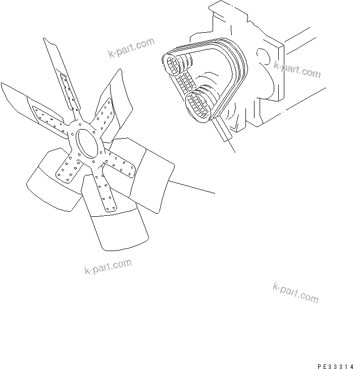 Komatsu parts book diagram for SA6D170-B-1F S/N 11763-UP: COOLING FAN AND V-BELT