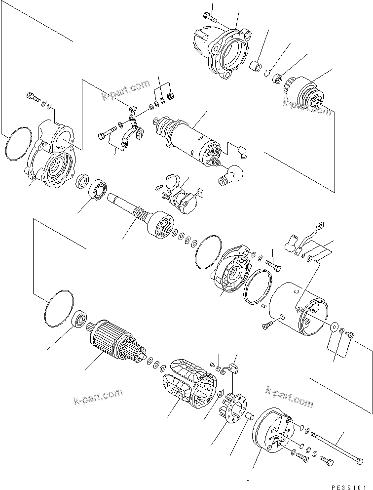 Komatsu parts book diagram for SA6D170-B-1F S/N 11763-UP: STARTING MOTOR¤ R.H. (7.5KW) (INNER PARTS)(#11763-11947)