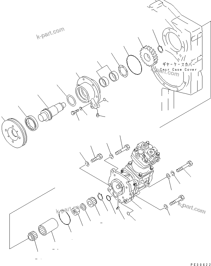 Komatsu parts book diagram for SA6D170-B-1F S/N 11763-UP: AIR COMPRESSOR AND MOUNTING