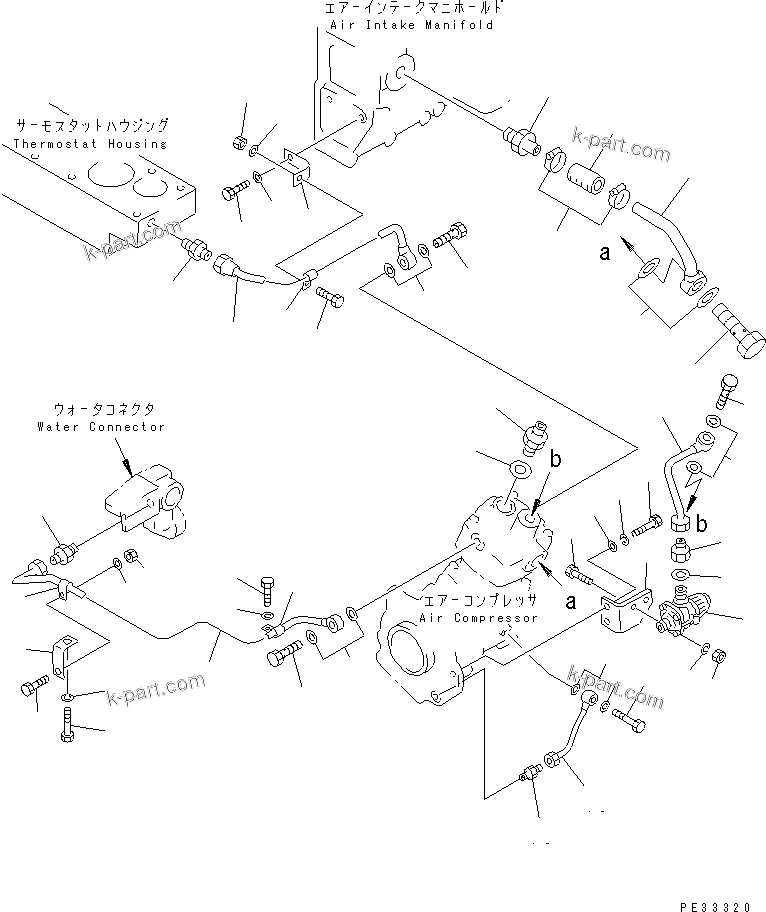 Komatsu parts book diagram for SA6D170-B-1F S/N 11763-UP: AIR COMPRESSOR PIPING