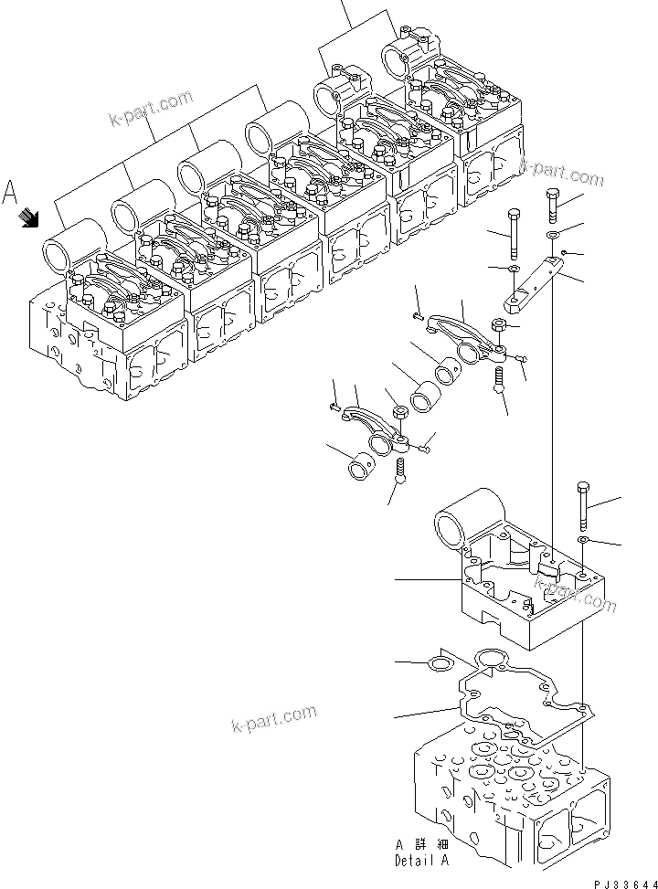 Komatsu parts book diagram for SA6D170-B-1J-R S/N 13551-UP (-50cent. SPEC.): ROCKER ARM AND HOUSING