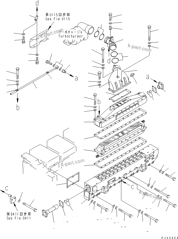 Komatsu parts book diagram for SA6D170-B-1J-R S/N 13551-UP (-50cent. SPEC.): AIR INTAKE MANIFOLD AND AFTER COOLER