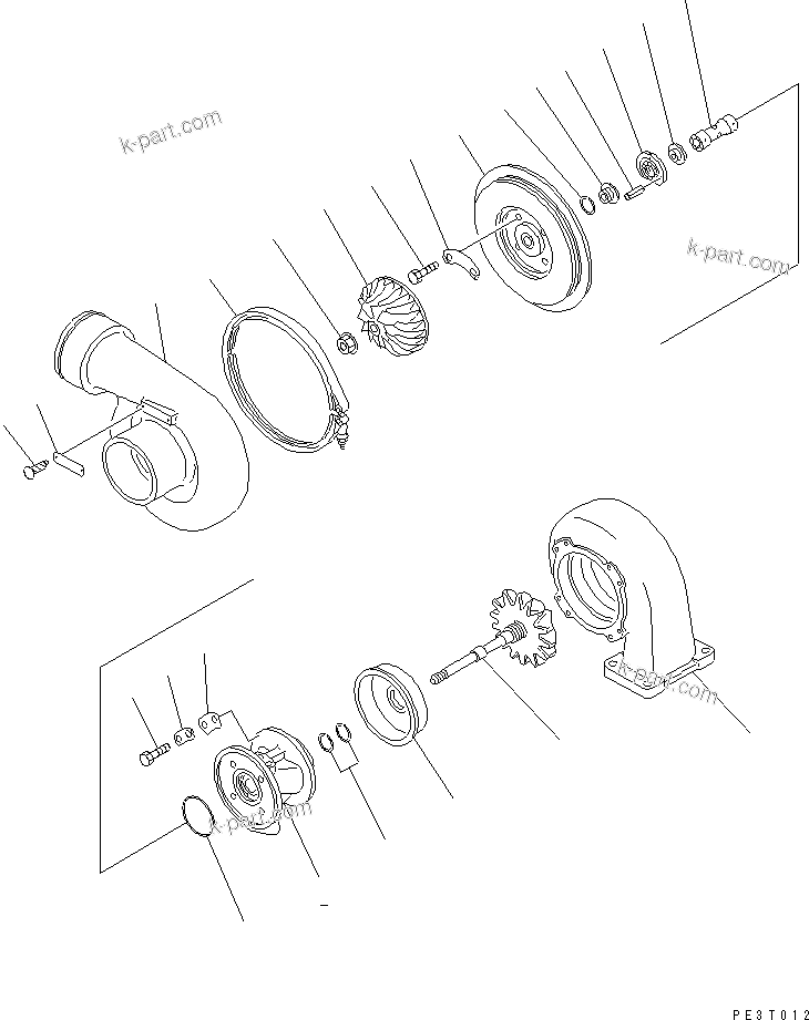 Komatsu parts book diagram for SA6D170-B-1J-R S/N 13551-UP (-50cent. SPEC.): TURBOCHARGER(#13551-15713)