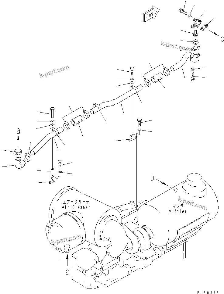Komatsu parts book diagram for SA6D170-B-1J-R S/N 13551-UP (-50cent. SPEC.): MUFFLER PIPING