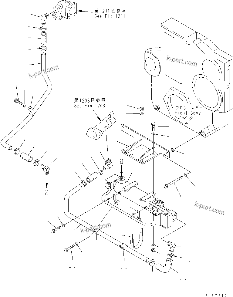 Komatsu parts book diagram for SA6D170-B-1J-R S/N 13551-UP (-50cent. SPEC.): WATER HEATER AND PIPING (COLD WEATHER (B) SPEC.)