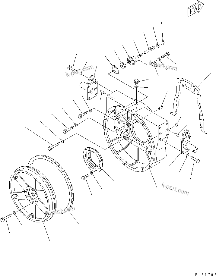 Komatsu parts book diagram for SA6D170-B-1J-R S/N 13551-UP (-50cent. SPEC.): FLYWHEEL AND FLYWHEEL HOUSING