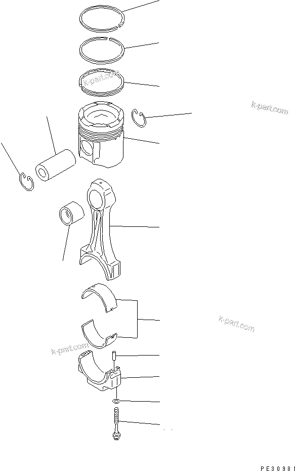 Komatsu parts book diagram for SA6D170-B-1J-R S/N 13551-UP (-50cent. SPEC.): PISTON AND CONNECTING ROD