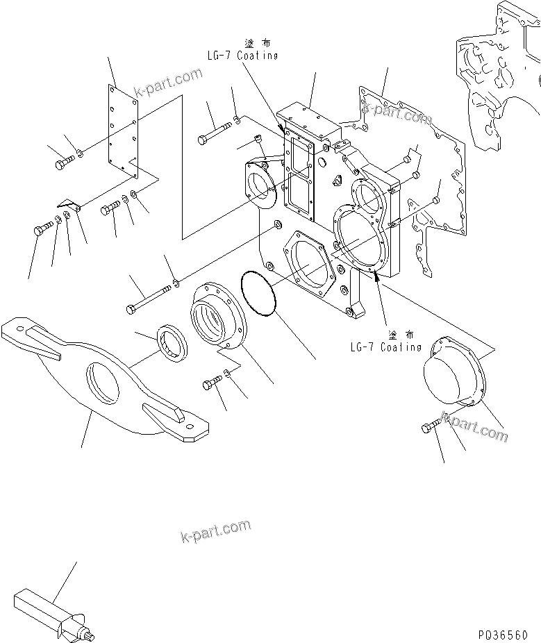 Komatsu parts book diagram for SA6D170-A-1Q-H S/N 13144-UP: FRONT COVER AND FRONT SUPPORT