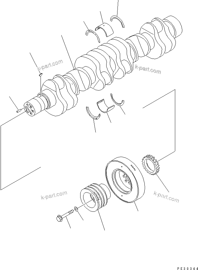 Komatsu parts book diagram for SA6D170-A-1Q-H S/N 13144-UP: CRANKSHAFT