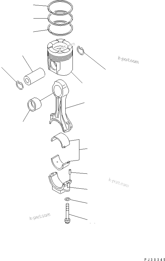 Komatsu parts book diagram for SA6D170-A-1Q-H S/N 13144-UP: PISTON AND CONNECTING ROD