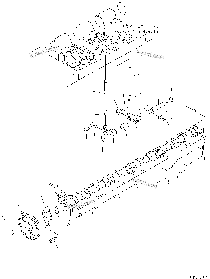 Komatsu parts book diagram for SA6D170-A-1Q-H S/N 13144-UP: CAMSHAFT AND CAM FOLLOWER