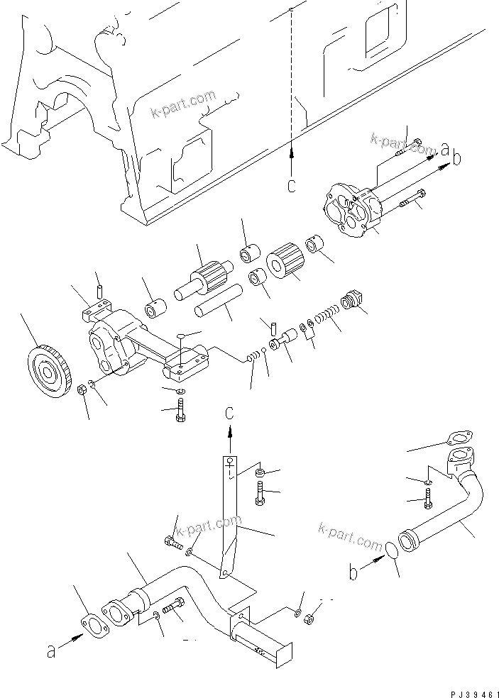 Komatsu parts book diagram for SA6D170-A-1Q-H S/N 13144-UP: LUBRICATING OIL PUMP AND SUCTION PIPE