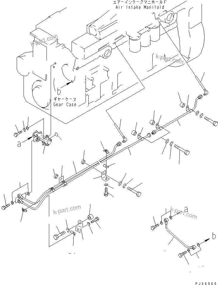 Komatsu parts book diagram for SA6D170-A-1Q-H S/N 13144-UP: MECHANICAL PUMP AND PIPING
