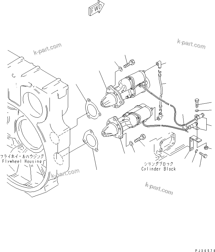 Komatsu parts book diagram for SA6D170-A-1Q-H S/N 13144-UP: STARTING MOTOR AND MOUNTING