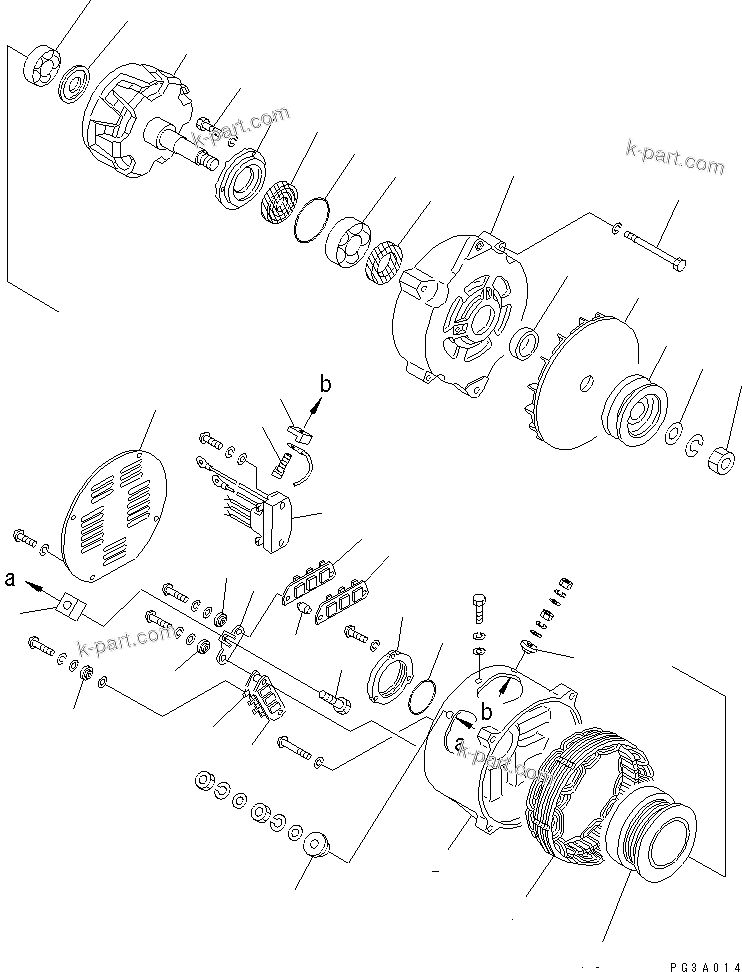Komatsu parts book diagram for SA6D170-A-1Q-H S/N 13144-UP: ALTERNATOR (75A) (WITH HARDENING PULLEY)                         (EXTREME COLD TERRAIN SPEC.)(#15320-)
