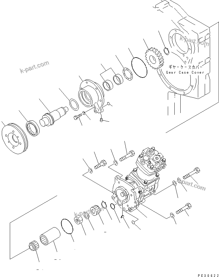Komatsu parts book diagram for SA6D170-A-1Q-H S/N 13144-UP: AIR COMPRESSOR AND MOUNTING