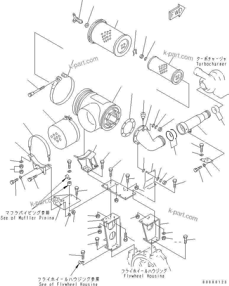 Komatsu parts book diagram for SA6D170-B-1F-7 S/N 10001-UP: AIR CLEANER AND MOUNTING(#15701-)