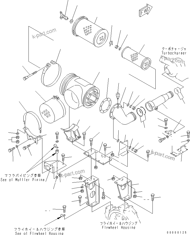 Komatsu parts book diagram for SA6D170-B-1F-7 S/N 10001-UP: AIR CLEANER AND MOUNTING(#15701-)