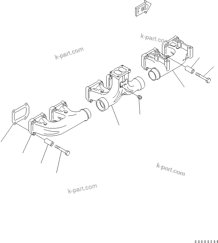 Komatsu parts book diagram for SA6D170-B-1F-7 S/N 10001-UP: EXHAUST MANIFOLD(#15701-)