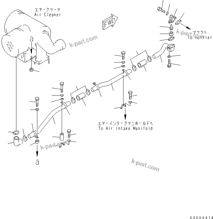 Komatsu parts book diagram for SA6D170-B-1F-7 S/N 10001-UP: MUFFLER EJECTOR PIPING (PL SPEC.)(#15701-)