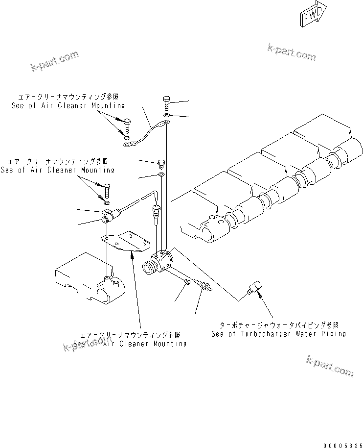 Komatsu parts book diagram for SA6D170-B-1F-7 S/N 10001-UP: WATER TEMPERATURE SWITCH AND SENSOR(#17220-)